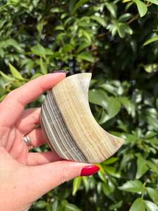 Stars Moons: Zebra Calcite Self Standing Moon C