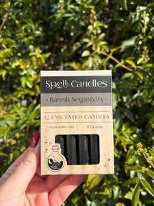 Black BANISH NEGATIVITY Spell Candles x12