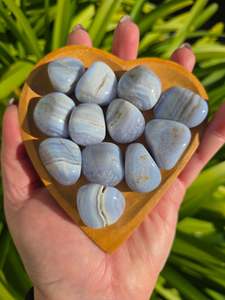 Tumbled Stones: Blue Lace Agate Tumbled Stone Medium
