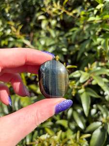 Palmstones: Blue Tigers Eye Mini Palm Stone E