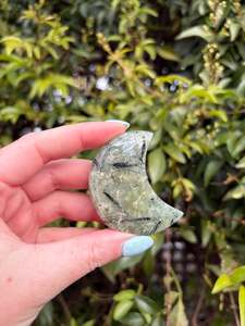 Carved Shapes Animals: Prehnite Self Standing Moon D