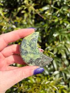 Serpentine & Pyrite Self Standing Moon C