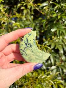 Serpentine & Pyrite Self Standing Moon B