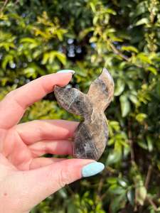 Carved Shapes Animals: Black Moonstone Mermaid Tail C