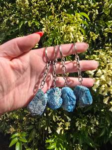 Keyrings: Blue Apatite Rough Keyring