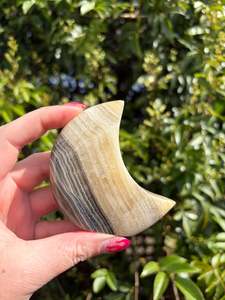 Carved Shapes Animals: Zebra Calcite Self Standing Moon E
