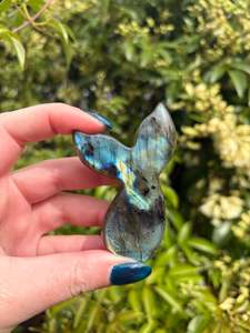 Carved Shapes Animals: Labradorite Self Standing Mermaid Tail A