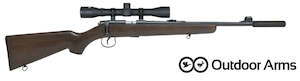 22 Outdoor Arms JW-15 Wood with 4x32 Scope & Silencer 16" Package
