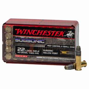 Ammunition Rimfire: Winchester Subsonic .22LR 40gr HP (Pkt)