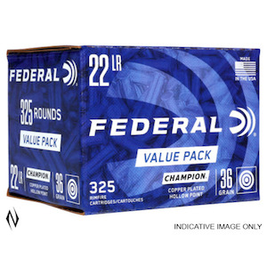 Ammunition Rimfire: Federal 22LR 36gr Champion Plated HP Value Pack