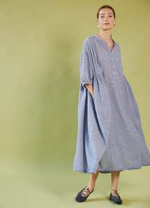 Dresses: Dreaming With You Dress - Blue Washed Cotton Stripe