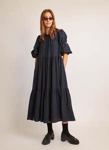 Dresses: Walk in the Dark Dress - Navy Cotton Cashmere