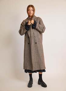 Once in a Lifetime Coat - Brown Herringbone Wool