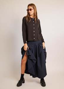 Bottoms: Some People Say Skirt - French Navy Tencel Cotton