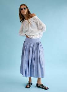 Bottoms: Sing It Loud Reversible Skirt - Cotton Pinstripe