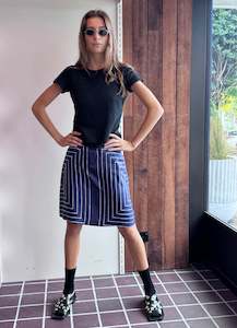 Bottoms: Love For Sale Skirt - Navy Printed Silk