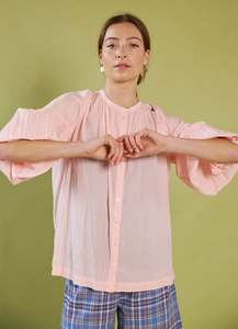 Blouses: Passing of Time Blouse - Blush Cotton Voile