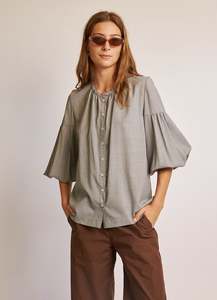 Blouses: Passing of Time Blouse - Wool Silk Puppytooth
