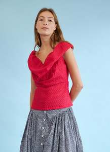 Blouses: Stay Up Late Top - Raspberry Basketweave