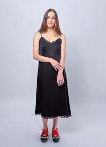 Dresses: Lady Don't Mind Lace Trim Slip Dress - Black