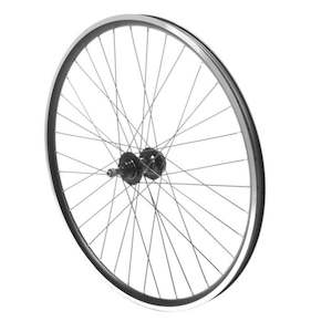Wheels Parts: WHEEL REAR 26" ALLOY RIM ALLOY HUB DISC SCREW ON QR BLACK