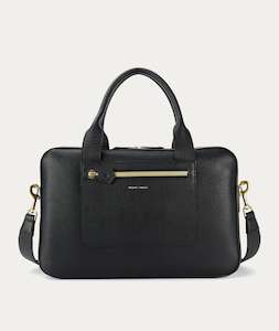 Mens New Arrivals: Dual Zorro Briefcase - Black/Brass