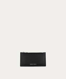 Mens Wallets: Zip Card Holder - Black/Silver