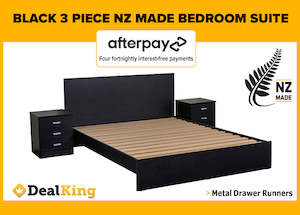 Bedroom Furniture: BLACK 3PC NZ MADE SUITE