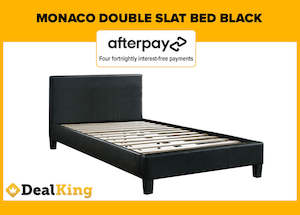 Beds: MONACO SLAT DOUBLE BED BLACK