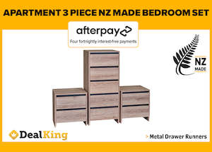APARTMENT FULLY ASSEMBLED 3PC NZ MADE BEDROOM SUITE