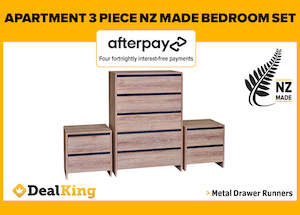 APARTMENT FULLY ASSEMBLED 3PC NZ MADE BEDROOM SUITE