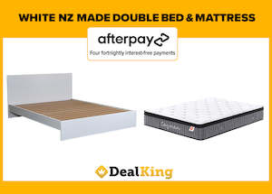 WHITE NZ MADE DOUBLE SLAT BED + POCKET SPRING MATTRESS