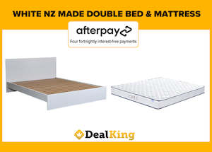 WHITE NZ MADE DOUBLE SLAT BED + MATTRESS