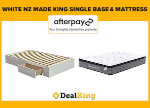 WHITE 2 DRAWER NZ MADE KING SINGLE SLAT BASE & MATTRESS