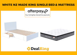 WHITE 2 DRAWER NZ MADE KING SINGLE BED & MATTRESS