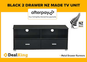 Lounge Room Furniture: 2 DRAWER FULLY ASSEMBLED NZ MADE TV UNIT BLACK