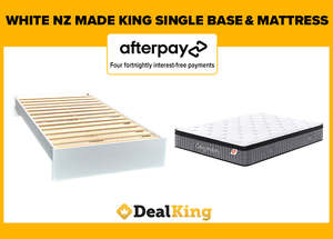 Bed Mattress: WHITE NZ MADE KING SINGLE SLAT BASE & MATTRESS