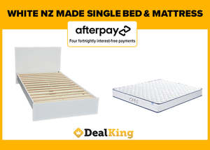 Bed Mattress: WHITE NZ MADE SINGLE SLAT BED & MATTRESS