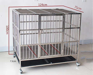 Pet Supplies: Collapsible Stainless Steel Pet Cage 124CM XX - Large with Wheels