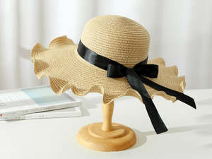 Light Brown - Women Lady Sun Straw Hat Wide Brim Floppy Derby Summer Beach Cap
