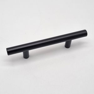 T Bar Handle [Arrondi] – Satin Black, CC = 76mm [CLEARANCE]