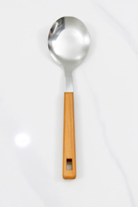 Wooden Handle Steel Serving Spoon XH-0675 722-8
