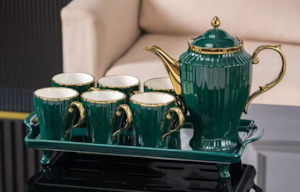 Tea Pot Cup Set: Green Tea Cup 8pc Set 803-5