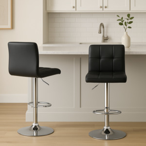 Furniture: Adjustable Swivel Bar Stool | Square Tufted PU | UT-C8541