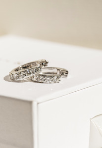 Shared Claw diamond Huggie Hoops