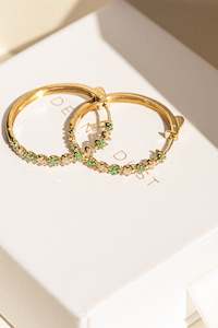 Emerald & Diamond Crown Hoops