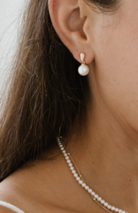 All Earrings: Golden Pearl Drop Earrings