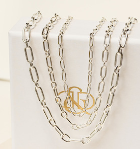 Sterling Silver Oval Barre Petite Link Necklace