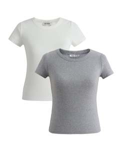 Bundles And Sets: Baby Tee Duo - Blanc and Grey Marle