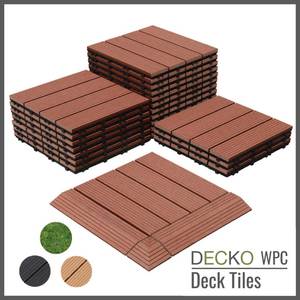 <b>Deck Tiles</b> - Premium WPC Interlocking - <b>BROWN</b> | DECKO (300x300x20mm)